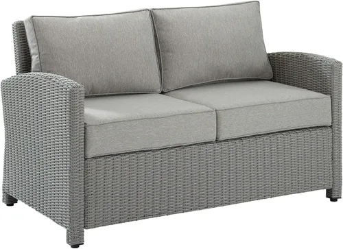 Miniatura 9 de Crosley Furniture KO70022WB-NV Bradenton Sofá biplaza de mimbre para exteriores, marrón con cojines azul marino