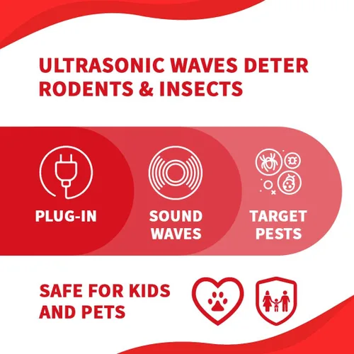 Miniatura 3 de Riddex Sonic Plus - Repelente ultrasónico de plagas, se conecta con salidas adicionales para uso en interiores, repelente de insectos, repelente