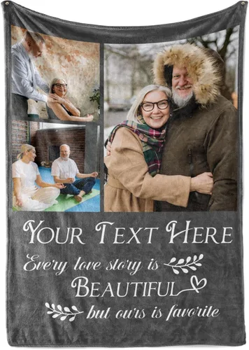 Miniatura 12 de Envío al día siguiente, manta personalizada con foto y texto - impresa en EE. UU., manta de foto personalizada con texto (forro polar 50x60)