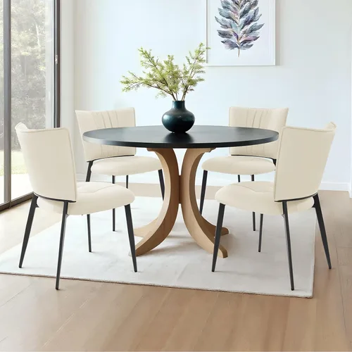 Lamberia Juego de 4 sillas de comedor modernas de mediados de siglo, cómodas sillas tapizadas de piel sintética para cocina, comedor, color blanco