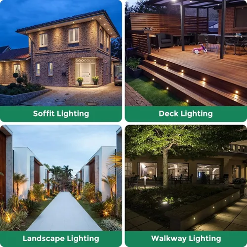 Miniatura 6 de Gardencoin Luces LED empotrables para terraza, sofito de alta resistencia e iluminación de escaleras al aire libre, 1 W, 12-24 V, bajo voltaje, luz