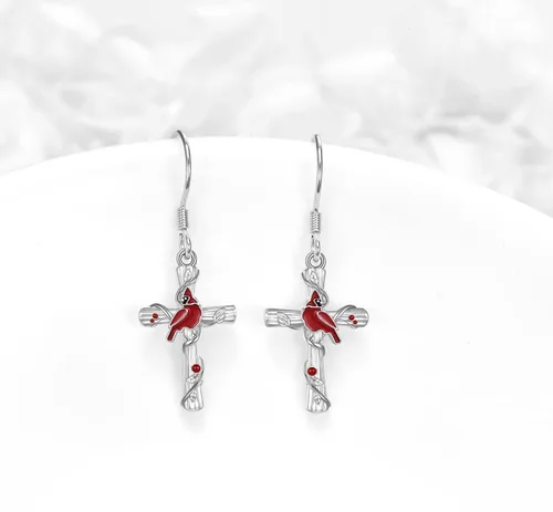 Miniatura 63 de POPKIMI Bonitos aretes colgantes de animales, joyería de animales, regalos de cumpleaños y Navidad para mujeres, aretes de ópalo de cristal de plata
