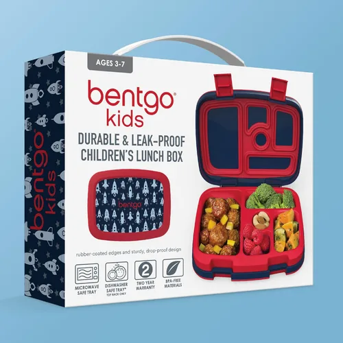Miniatura 9 de Bentgo Kids Prints - Lonchera para niños, a prueba de derrames, con 5 compartimentos, estilo bento, tamaño de porciones ideales para edades de 3 a 7