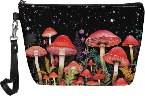 Miniatura 7 de Bigcardesigns Bolsa de maquillaje organizadora de cosméticos con asa para mujeres y señoras de viaje, portátil, bolsa de inodoro de piel sintética
