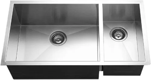 Miniatura 5 de Houzer CTO-3370SL Contempo - Fregadero de cocina de acero inoxidable de 33 pulgadas, montaje inferior, cuenco de preparación doble izquierdo 70/30