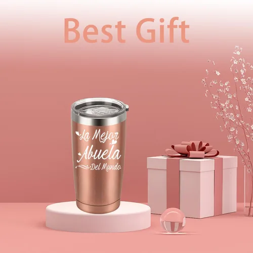 Miniatura 2 de La Mejor Abuela Del Mundo - Vaso de viaje, regalos de Abuela en español, regalos de cumpleaños y día de la madre para la abuela, 20 onzas, oro rosa