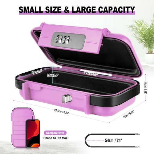 Miniatura 4 de BKNOOU Caja de seguridad portátil con cadena removible, caja de seguridad antirrobo para la playa, caja de seguridad con cerradura de combinación