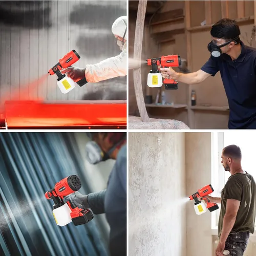 Miniatura 5 de Pulverizador de Pintura Inalámbrico Compatible con Batería Milwaukee M18, Pistola de Pintura en Aerosol HVLP con 4 Boquillas de Cobre, Motor de Alta