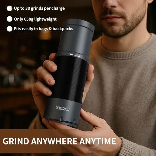 Miniatura 8 de Molinillo de café eléctrico portátil, molinillo de café con rebabas cónicas – Manual de modo dual y molinillo eléctrico manual con ajustes