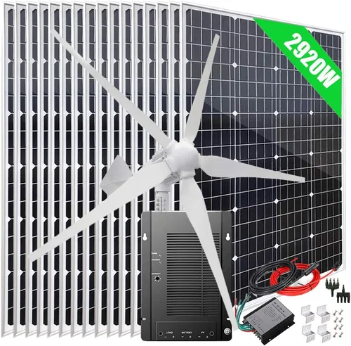 Miniatura 10 de Kit solar de viento de 2920 W, sistema fuera de la red, cargador de batería de 48 V: 16 paneles solares mono de 120 W + generador de turbina eólica