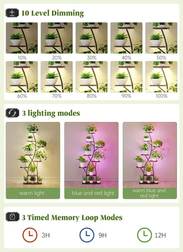Miniatura 3 de Soporte para plantas de interior con luces de cultivo de 65 pulgadas de alto, estante de plantas iluminado en esquina para cultivo en interiores