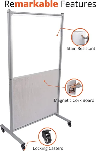 Miniatura 8 de Stand Up Desk Store - Pizarra blanca magnética móvil rodante, divisor de habitación, pizarra de borrado en seco para el hogar o el aula