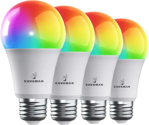 Miniatura 9 de Caveman Matter & WiFi - Bombilla LED inteligente A19, cambio de color RGBW, blanco cálido y frío sintonizable, 800 lm (equivalente a 60 W) - Alexa