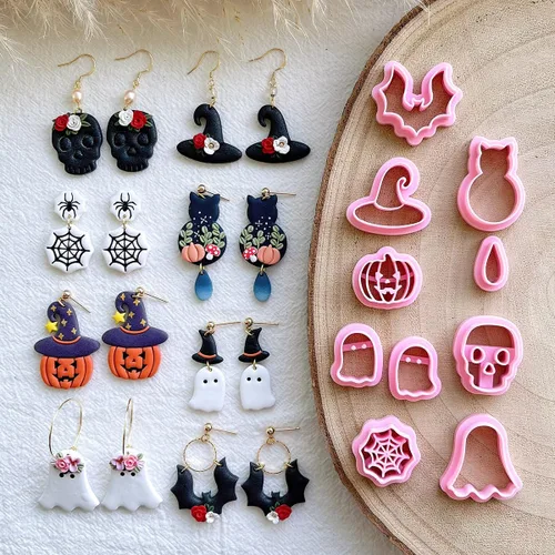 Miniatura 8 de KEOKER Cortadores de arcilla polimérica de Halloween, cortadores de arcilla para la fabricación de aretes de Halloween, 20 formas de aretes de TODOS