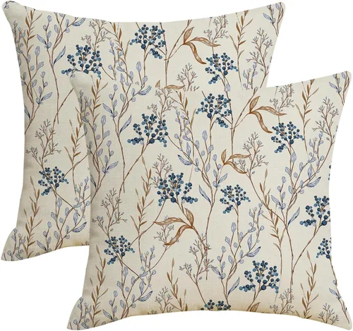 Miniatura 8 de AWJTNCQ Juego de 2 fundas de almohada florales de primavera de 18 x 18 pulgadas, fundas de almohada cuadradas decorativas de lino floral de verano
