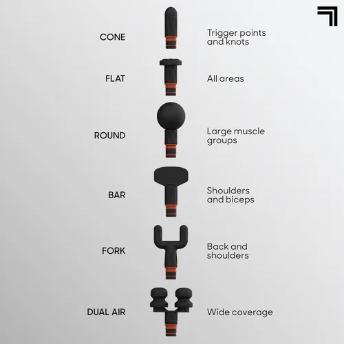 Miniatura 4 de Sharper Image Pistola de masaje de percusión de tejido profundo, masajeador de mano recargable Powerboost Max, 7 velocidades ajustables, 6 cabezales