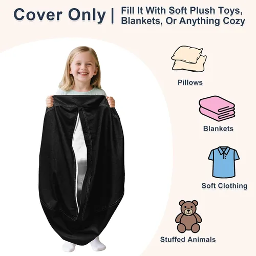Miniatura 3 de Lukeight - Puf de almacenamiento de animales de peluche para niños, funda para puf de dinosaurio con cremallera para organizar la habitación
