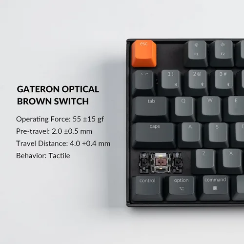 Miniatura 8 de Keychron Teclado mecánico inalámbrico K8, diseño sin llave, 87 teclas, multitarea, Bluetooth/con cable RGB retroiluminado con interruptor Gateron