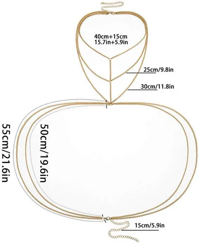Miniatura 4 de Bounzhi Arnés de cadena para el cuerpo, sexy, plateado, collar de joyería para el cuerpo, cadenas de bikini para mujeres y niñas (plata)