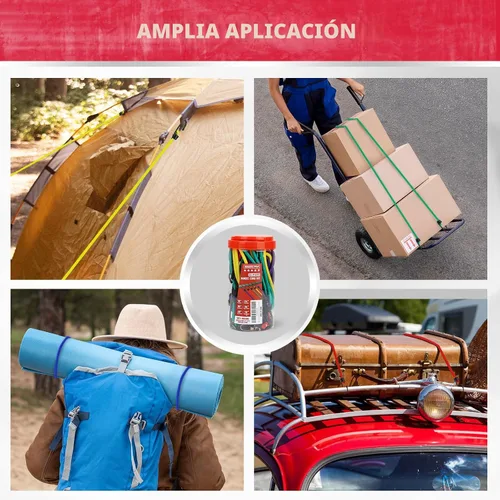 Miniatura 8 de 5 cuerdas elásticas de 24 pulgadas con ganchos de mosquetón, correas elásticas de goma resistentes, cuerda elástica con clips de mosquetón