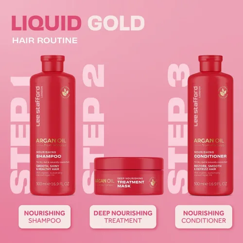 Miniatura 4 de Lee Stafford Champú hidratante Colección de aceite de argán – Lo mejor para el cabello teñido y opaco para reparar e hidratar para un brillo suave