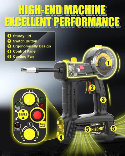 Miniatura 7 de Máquina de soldadura MIG de mano 110V, HIZONE 100A Flux Core Máquina de soldadura portátil, equipo de soldadura de alimentación de alambre inversor