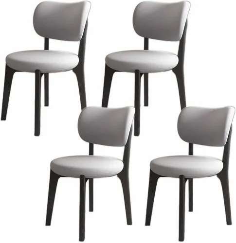 Miniatura 18 de Juego de sillas de comedor de madera modernas con respaldo curvado, sillas de cocina tapizadas con marco de madera, sillas laterales sin brazos