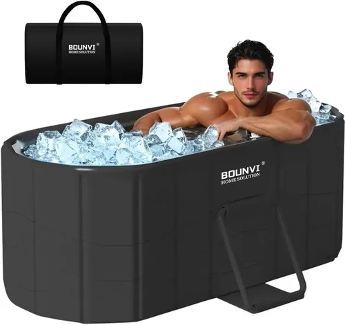 Bañera aislada portátil de 59 pulgadas, bañera de hielo para atletas, bañera sin inflado para ducha, bañera de hielo con cubierta, baños en casa y