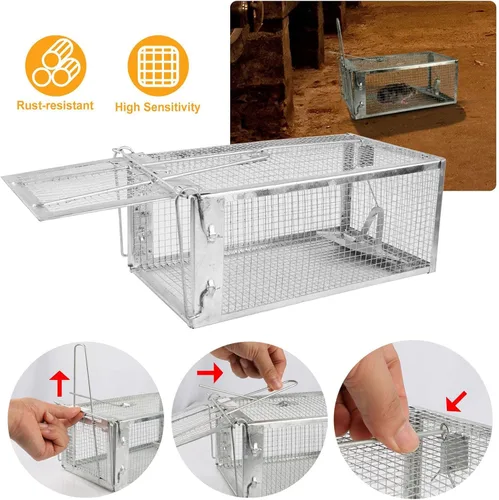 Miniatura 8 de Trampa humana para ratones, atrapa y libera, trampa unidireccional para roedores para uso en interiores y exteriores, trampa humana para ratas