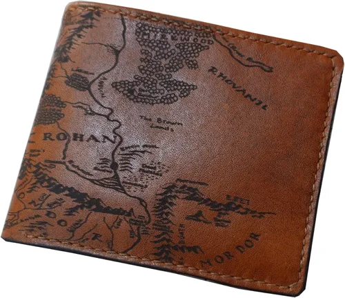 Miniatura 17 de Billetera vintage hecha a mano para hombre – Cuero auténtico plegable con grabado de mapa, regalo personalizable, Castaño, medio, Billetera plegable