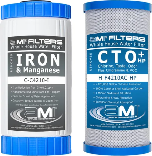 Miniatura 9 de APPLIED MEMBRANES INC. Juego de cartuchos de filtro de repuesto para filtro de agua para toda la casa, 2 filtros de sedimentos y bloques de carbono