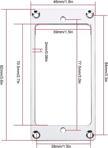 Miniatura 3 de Humbucker Cover - Juego de 2 piezas planas de metal cromado, anillo de montaje para pastilla, marco de guitarra seguro para guitarristas eléctricos