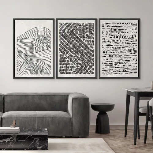 Miniatura 610 de SIGNWIN Lienzo enmarcado para pared, arte con pinceladas de flujo neutro en tonos beige abstractos, ilustraciones, arte moderno, decorativo