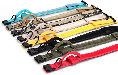 Miniatura 5 de Collar táctico para perro, collar de entrenamiento militar ajustable de nailon para perro con mango de control y hebilla de metal pesado de Marrón