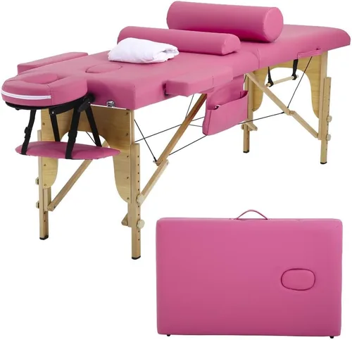 Miniatura 10 de BestMassage Cama de masaje portátil de 24 pulgadas de ancho, cama de pestañas de altura ajustable, 2 mesas de spa plegables con colgador de toallas