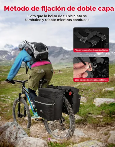 Miniatura 4 de KEMIMOTO - Bolsa para bicicleta alforja con cubierta anti-lluvia, bolsa de sillín de bicicleta impermeable de 34L para almacenamiento de bolsas