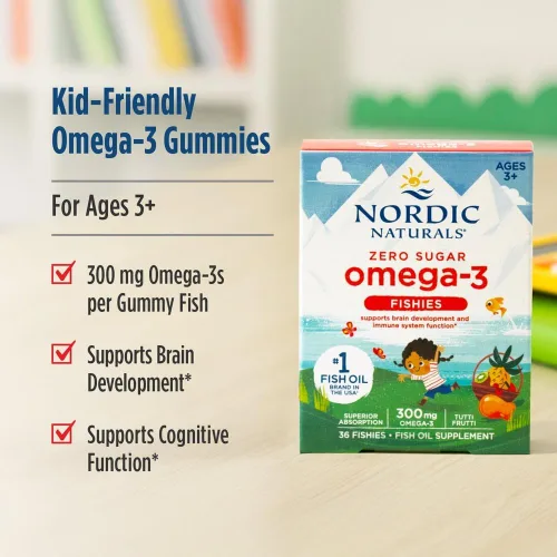 Miniatura 3 de Nordic Naturals Nordic Omega-3 Fishies, Tutti Frutti - 36 Fishies - 300 mg de Omega-3 totales con EPA y DHA - Cerebro saludable, estado de ánimo