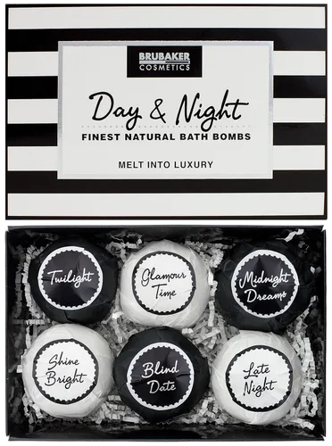 BRUBAKER Set de regalo de bombas de baño "Day & Night" – 6 gaseosos de baño de lujo hechos a mano – Todos los ingredientes naturales, veganos y