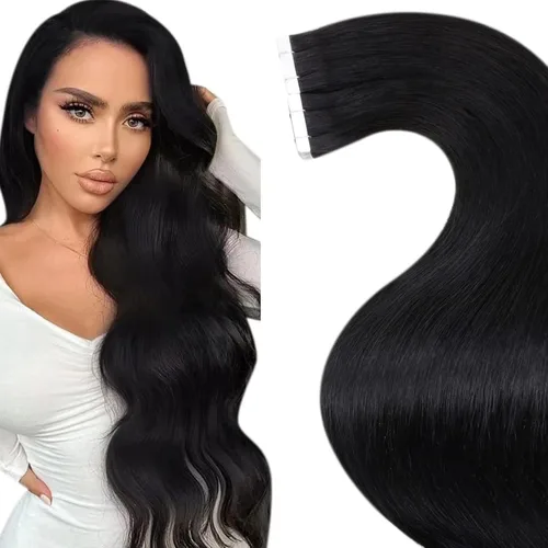 Miniatura 67 de LaaVoo - Extensiones de cabello humano Remy adhesivas con cinta invisible, cabello negro natural, extensiones de cabello para mujeres de color, 20