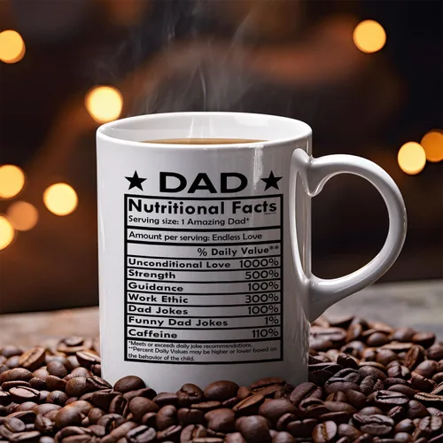 Miniatura 6 de Veracco Dad Nutritional Facts - Taza de café de cerámica blanca con texto en inglés "Best Dad Ever Daddy", de hija, hijo, regalos divertidos