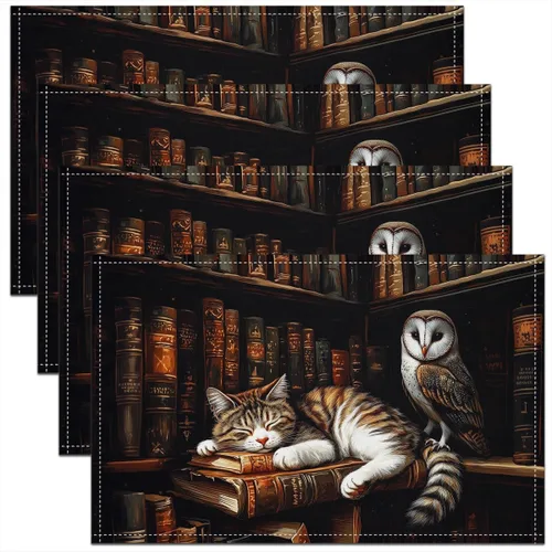 Miniatura 35 de jejeloiu Juego de 4 manteles individuales decorativos de hongos de 18 x 12 pulgadas, manteles individuales de mesa con diseño de hongos de dibujos