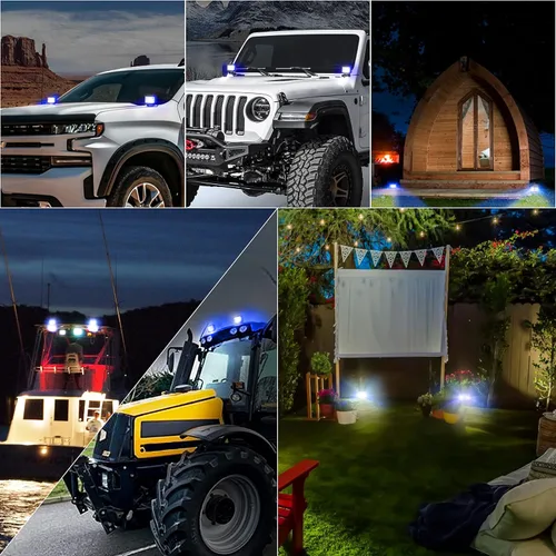 Miniatura 8 de Luces Pod Laterales Direccionales de 4 Pulgadas, Luces LED Estroboscópicas Azules de Cubo de Doble Cara para Granja, Tractor, Arado, Camión, Barco