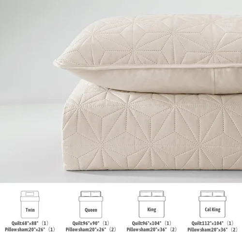 Miniatura 5 de Whale Flotilla - Juego de ropa de cama King, colchas suaves color beige brillante para cama King, tamaño King para todas las estaciones, 3 piezas
