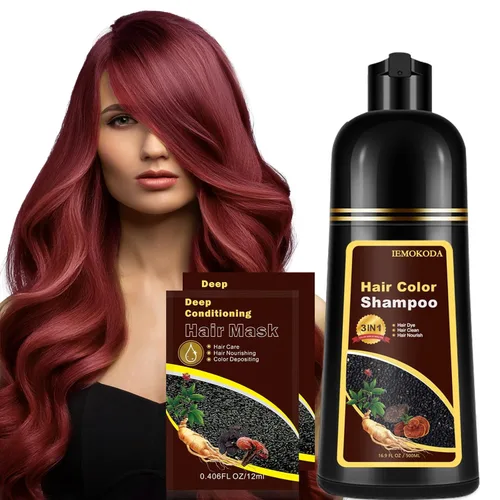 Miniatura 10 de Champú para Teñir el Cabello Marrón Cerezo 3 en 1, Champú para el Color del Cabello que Funciona en Minutos, Champú para Cabello Marrón & Champú