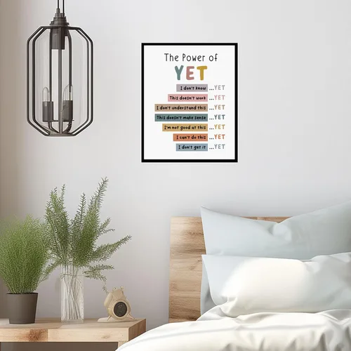 Miniatura 2 de The Power of Yet Print - Póster de terapia de oficina, decoración de pared para habitación de niños, póster bohemio para aula, mentalidad