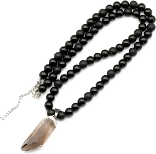 Miniatura 188 de Colgante de turmalina cruda natural, Collar de cuentas de ónix negro genuino, Collar de piedra negra, Collar de piedras preciosas, Cuentas de 0.315