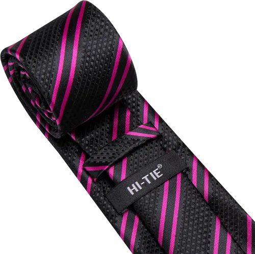 Miniatura 119 de Hi-Tie Corbata clásica de cachemira para hombre con pañuelo y gemelos a cuadros