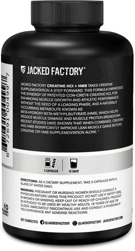 Miniatura 8 de Jacked Factory Cápsulas de creatina HCL + HMB - Fórmula sinérgica CON-CRET, myHMB y vitamina D para mejorar el crecimiento, la fuerza y la reducción