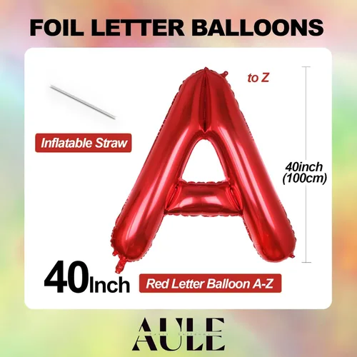 Miniatura 3 de AULE Globos de helio con letra roja S, de 40 pulgadas, grandes, gigantes, de lámina de mylar, rojos, para decoraciones de cumpleaños, aniversarios
