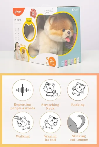 Miniatura 2 de Juguete de perro de peluche electrónico caminante de Pomeranian, cachorro realista interactivo robot mascota perro, caminando, ladrando, moviendo